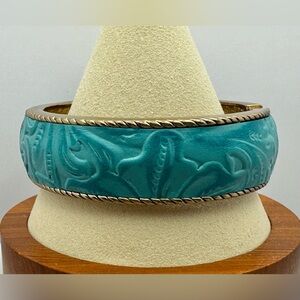 PATRICIA NASH Sabine Turquoise leather cuff bracelet